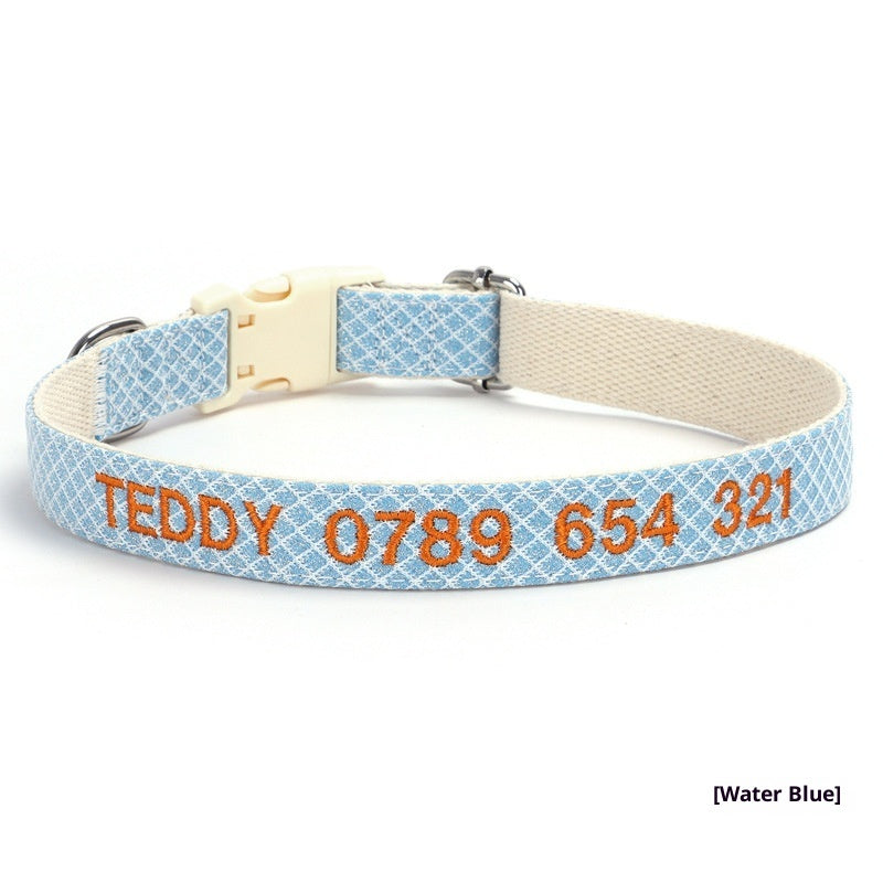 Embroidered Phone Number Anti Lost Pet Collar