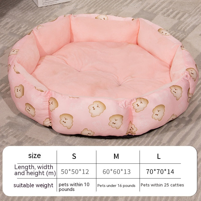 Octagonal Pet Bed with Fleece Lining