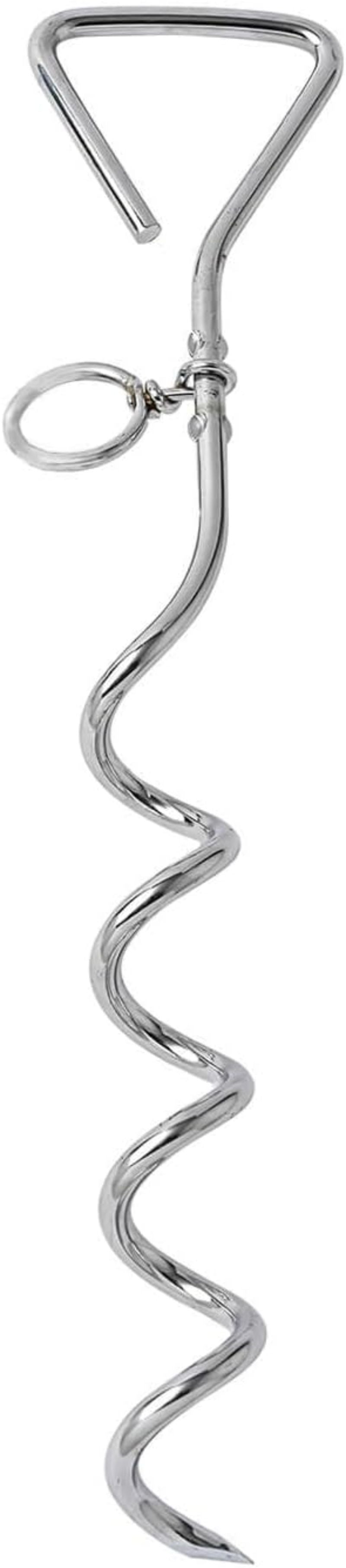 Dog Tie Out Stake Durable Silver Spiral Anchorstake Secure Outdoor Tethering For All Cable Leash Chain Camping Yard Rust Resistant Easy Inst