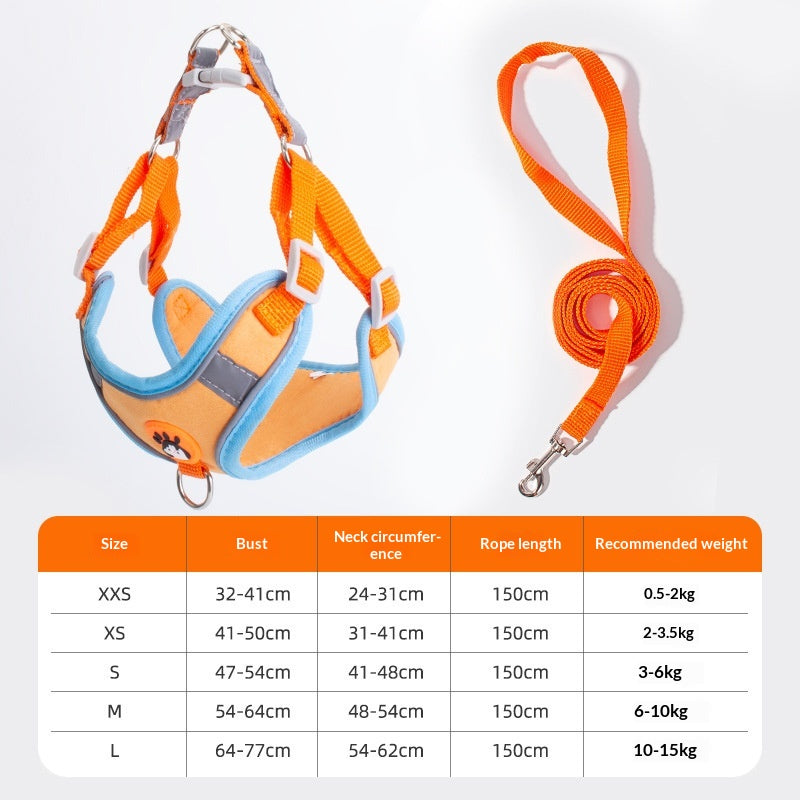 Breathable High-Leg Bichon Frise Harness And Leash
