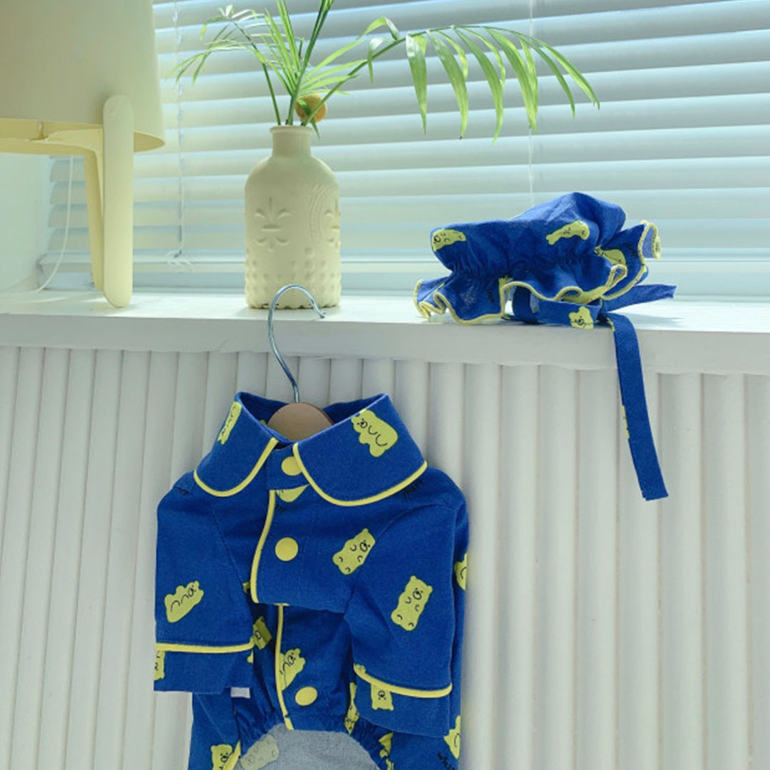 Cute Bear Hat Dog Pajama Set
