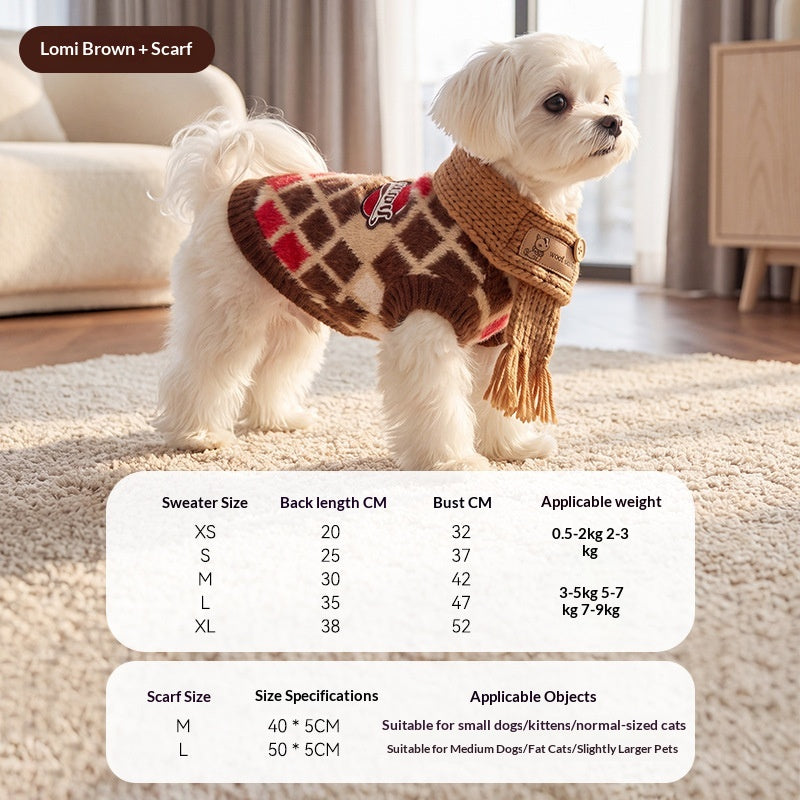 Faux Mink Velvet Pet Scarf-Hoodie Sweater