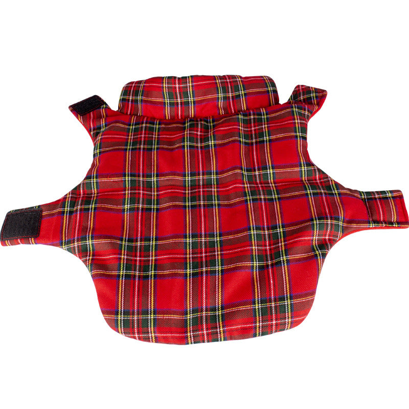 Warm Red Plaid Thickened Dog Vest