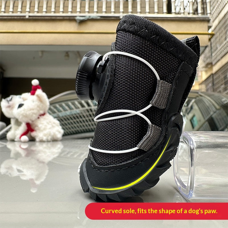 Cotton-Padded Button Dog Shoes