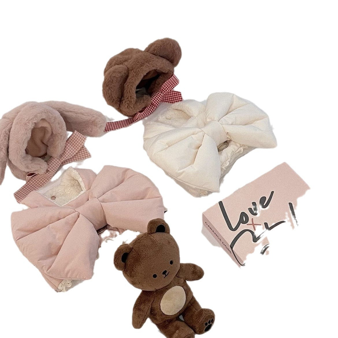 Cute Bow Plush Dog Chest Strap Set