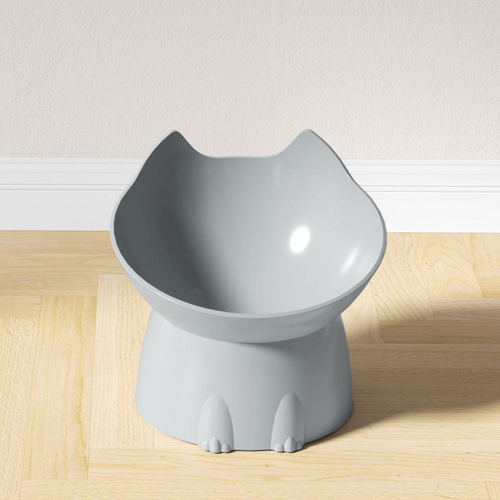 Elevated, Tip-Resistant Plastic Pet Bowl With A Sloped Spout To Support The Neck