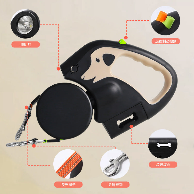 Double-Ended Traction Rope One For Two Automatic Retractable Leash