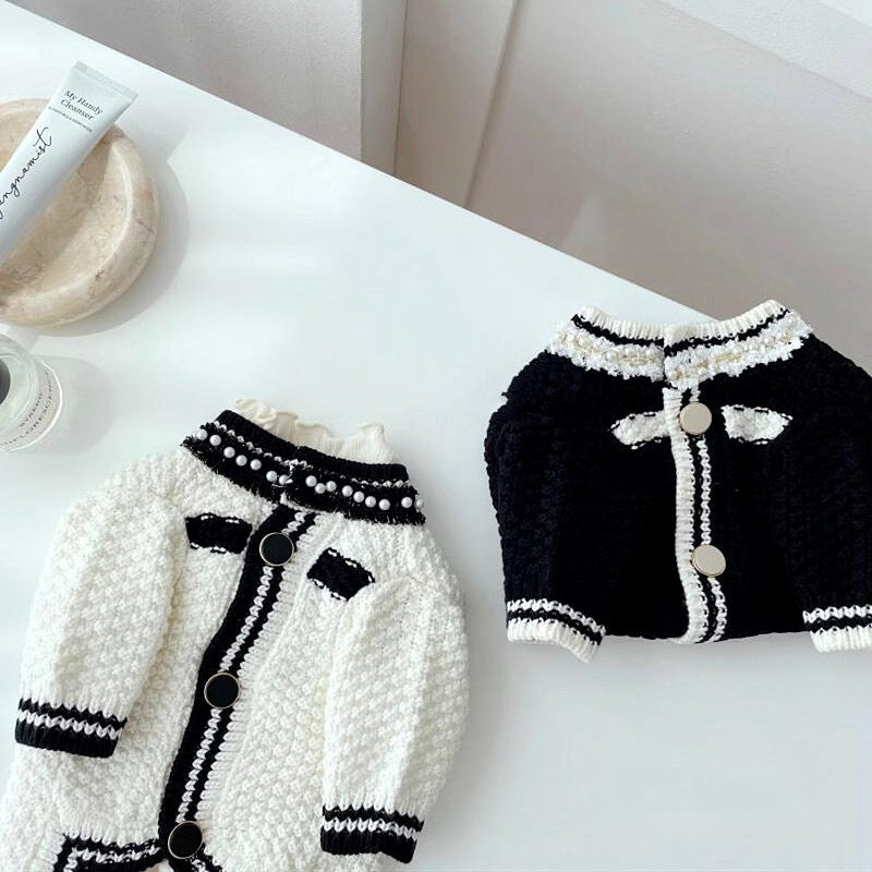 Korean Style Pearl Collar Puppy Sweater