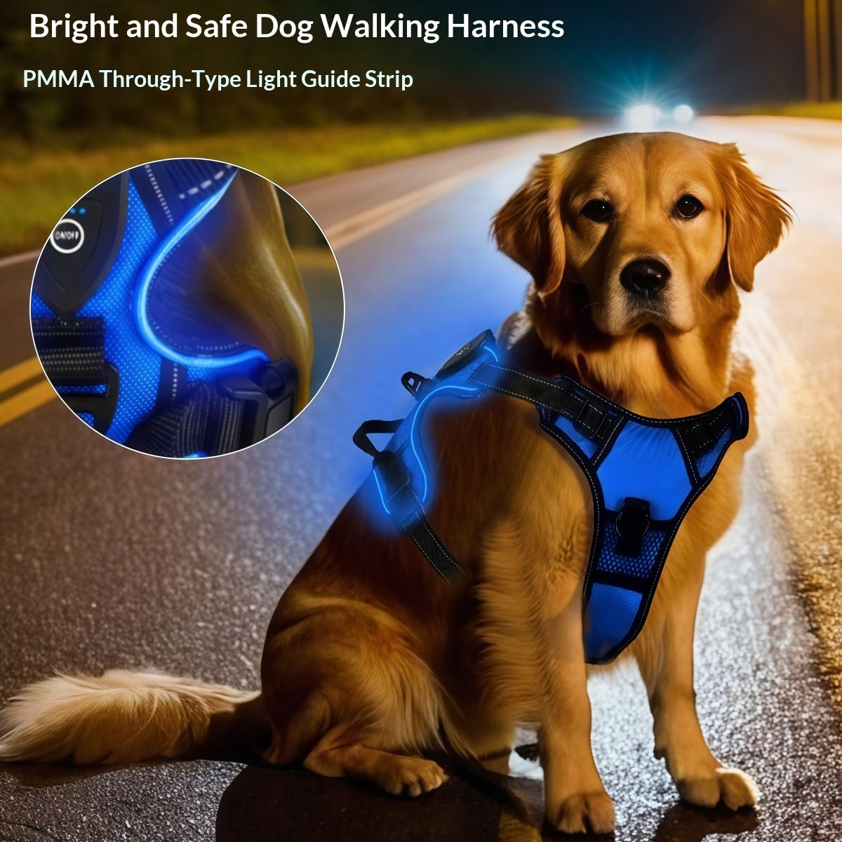 LED-Lit Rechargeable Anti-Escape Dog Harness