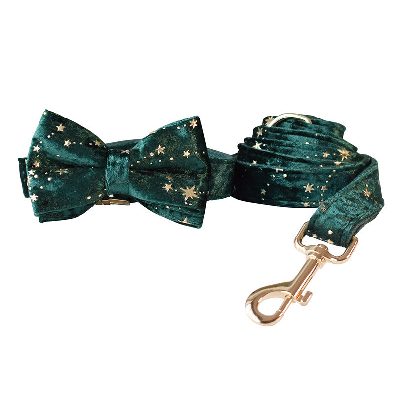 Cotton Dog Collar with Bow Tie