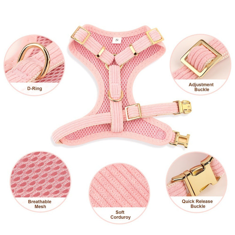 Solid Color Pet Vest Harness With Bow