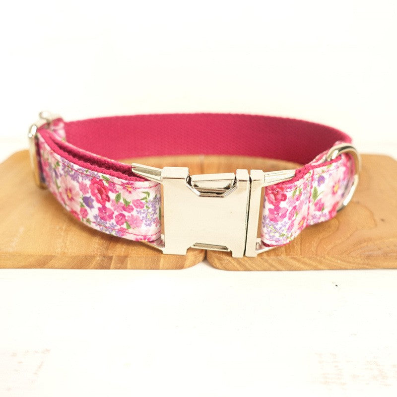 Metal Buckle Dog Collar Leash Bow Tie