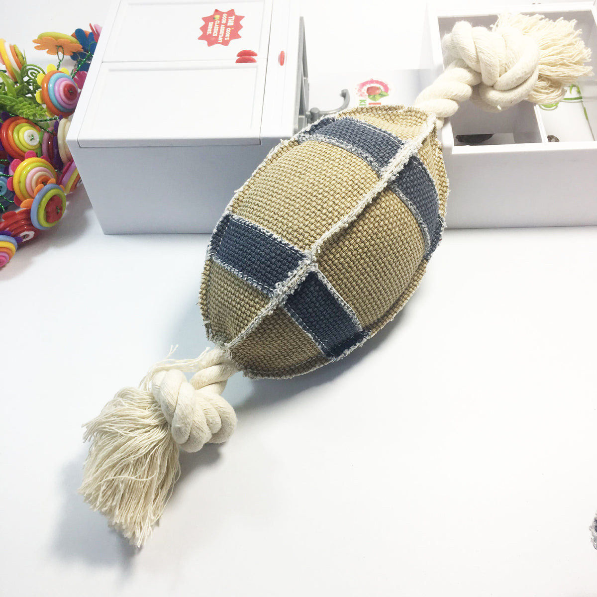 Linen Cotton Rope Dog Rugby Toy