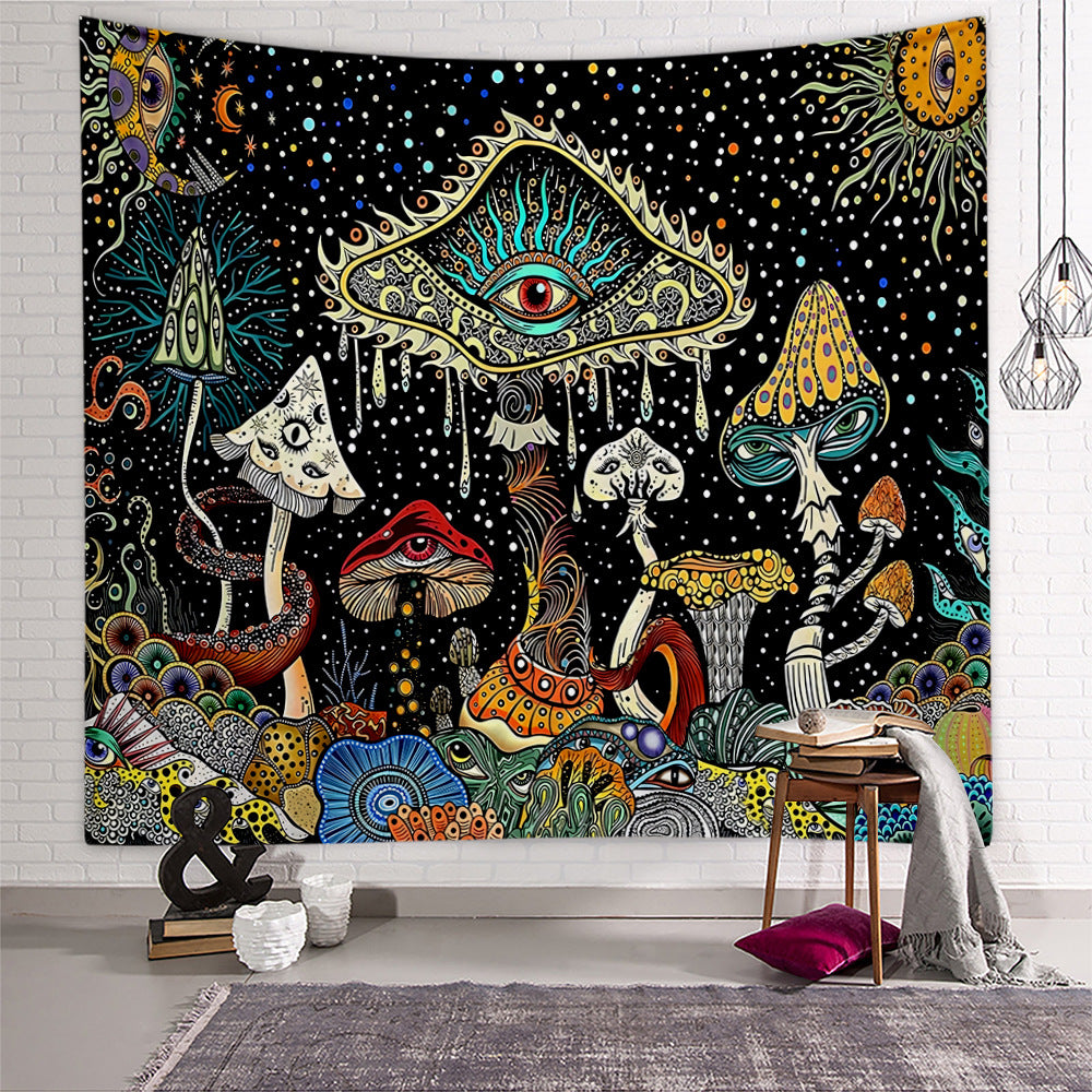 Polyester Skull Mushroom Tapestry Blanket