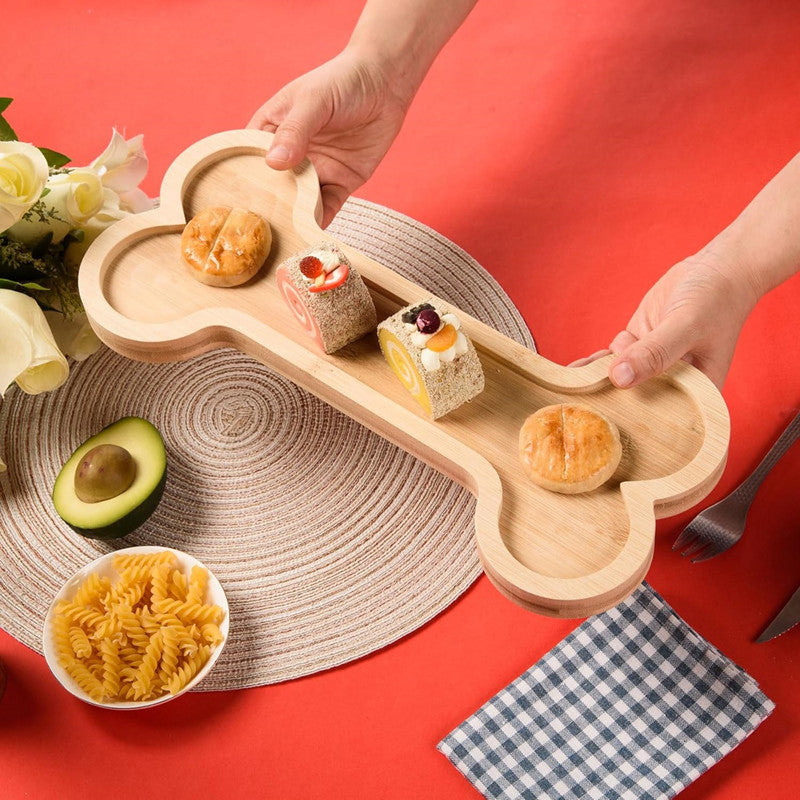 Dog-Paw-Shaped Bone Wooden Or Bamboo Irregular Dinner Plate