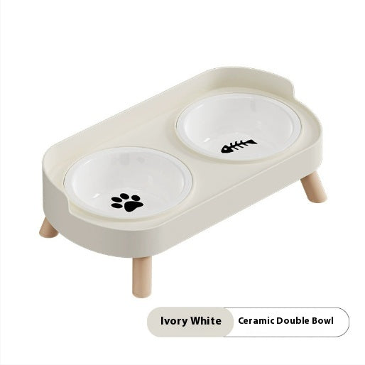 Stainless Steel Double Bowl Ceramic Water And Grain Integrated Feeding Bowl