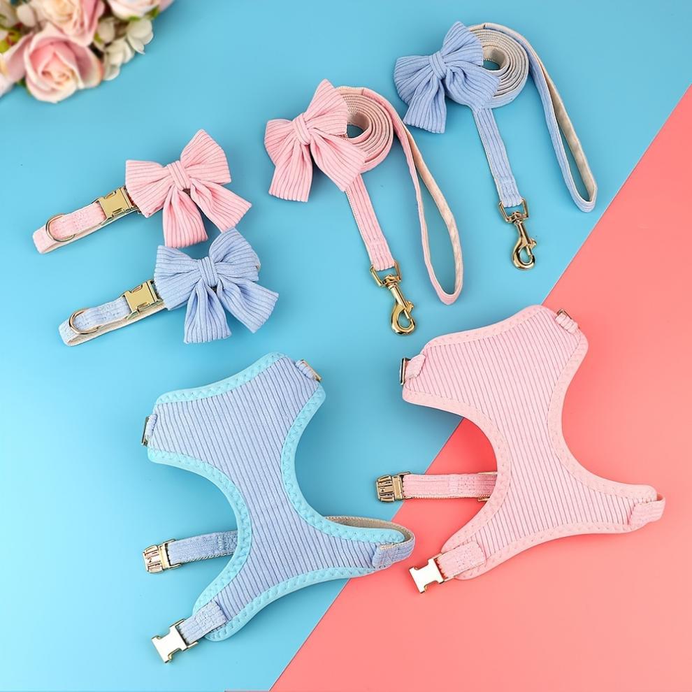 Solid Color Pet Vest Harness With Bow