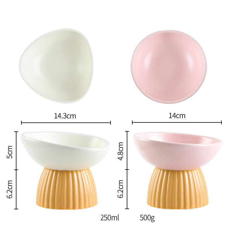 Ceramic Protection Cervical Vertebra Pet Bowl With High Vertical Pattern