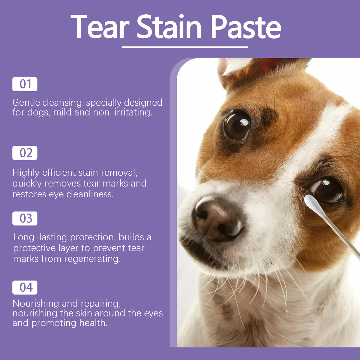 Dog Tear Stain Paste, Gentle Tear Stain Remover For Dogs With Honeysuckle, Sophora Flavescens & Coconut Oil, Soothing Eye Brightening Cream