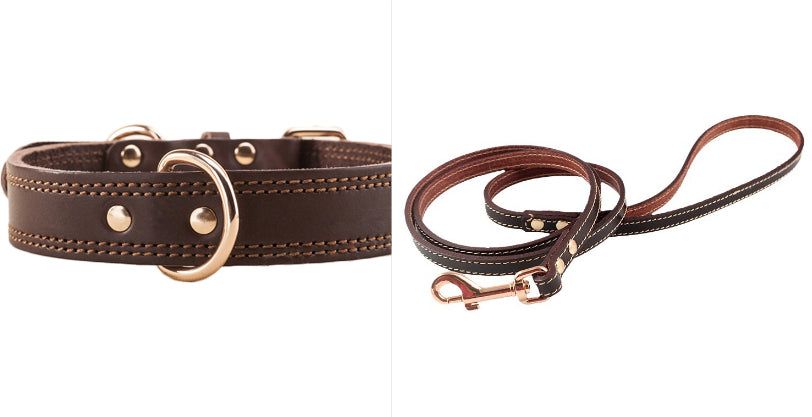 Cowhide Dog Collar Medium And Large Golden Husky Leather Collar