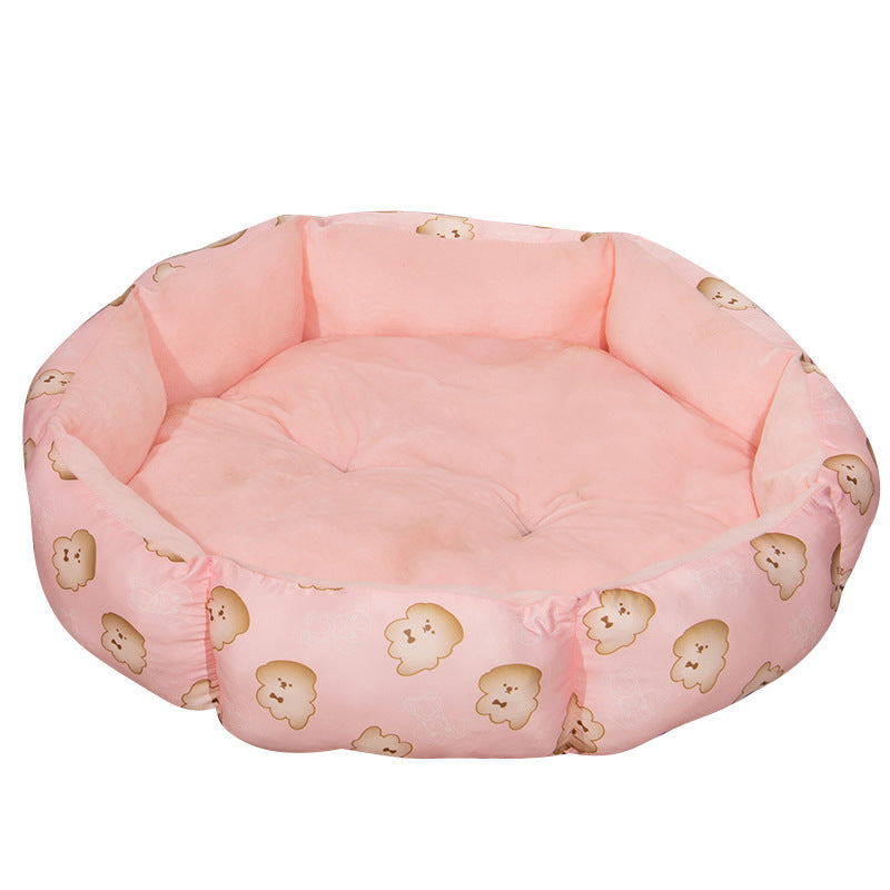 Octagonal Pet Bed with Fleece Lining