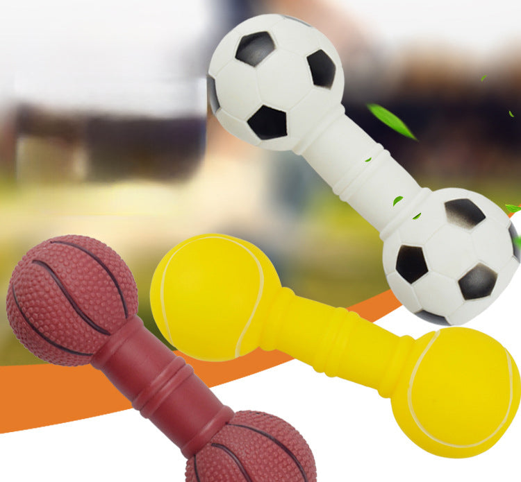 Dog Toys Football Dumbbell Shaped Dog Squeeze Squeaky Pet Chew Toy