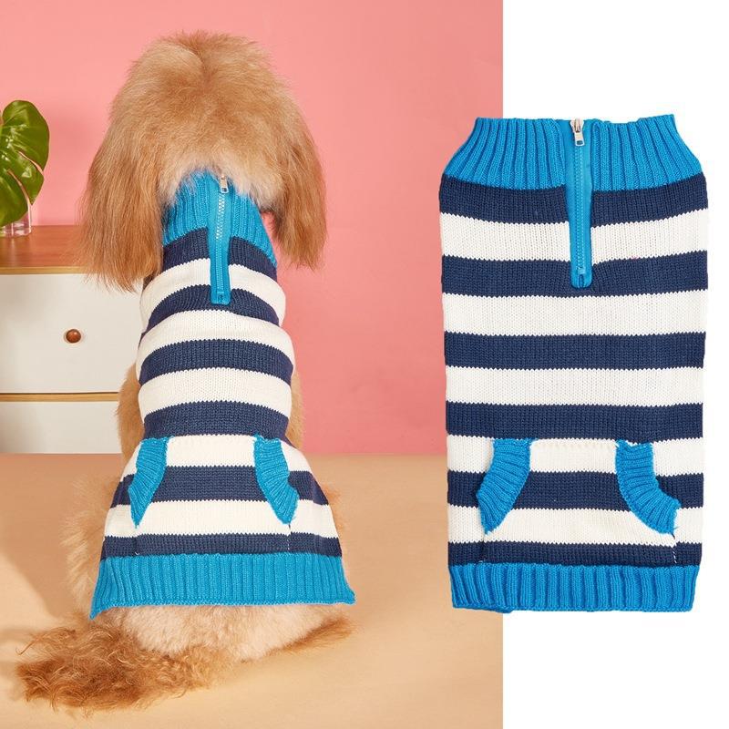 Contrast Color Dog Sweater With Zipper Pocket