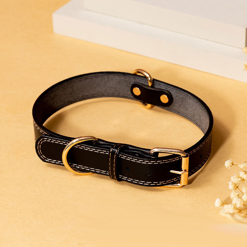 New Dog Pu Leather Tow Rope Collar Belt Solid Small, Medium And Large Dogs Universal 13 15 M