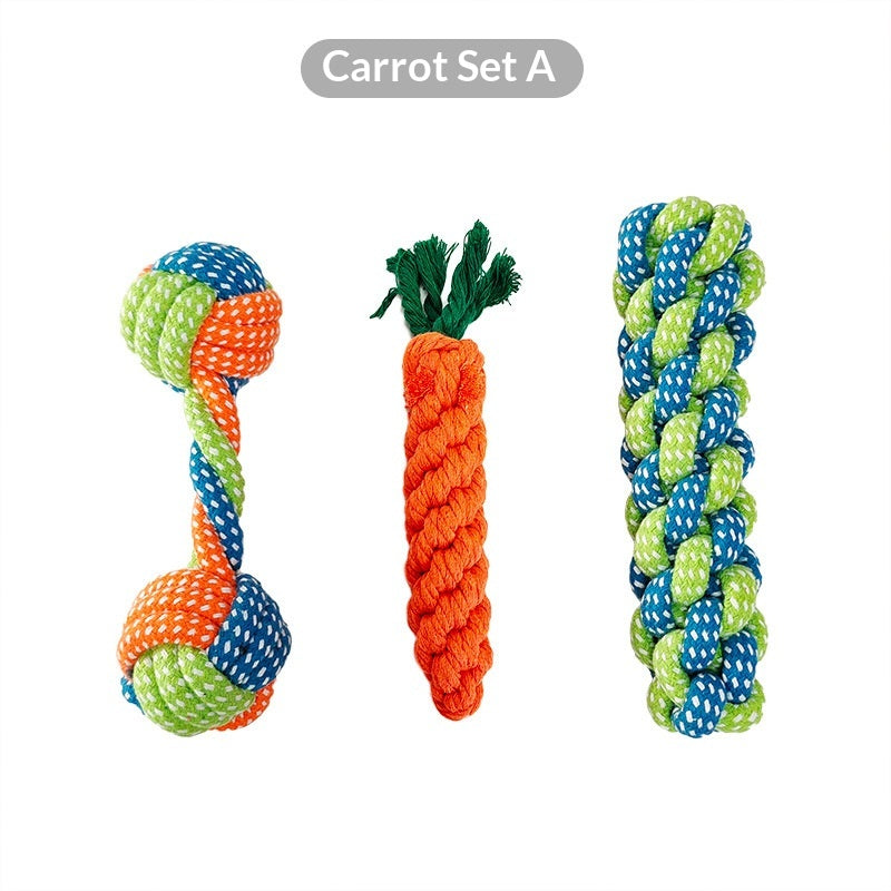 Chew-Resistant Braided Carrot Dog Toy
