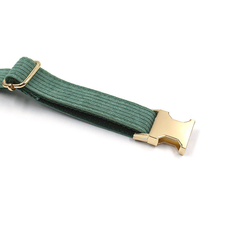 Green Corduroy Dog Collar