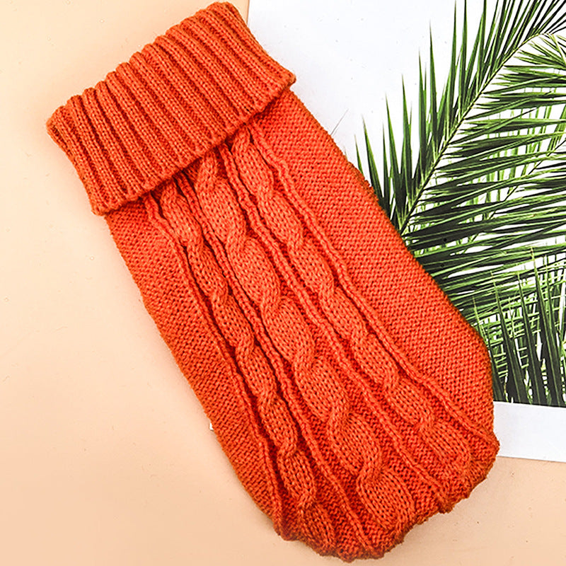 Thickened Cable-Knit Solid-Color Dog Sweater
