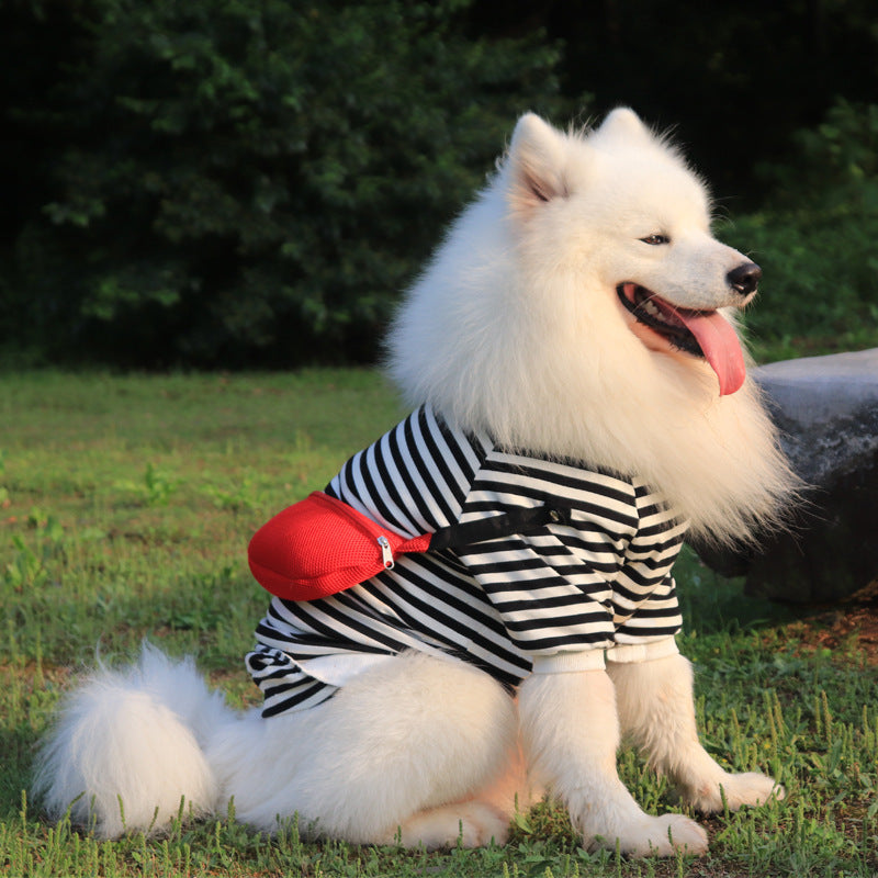 Medium-Sized Dog Large Dog Autumn And Autumn Striped Thin Vest