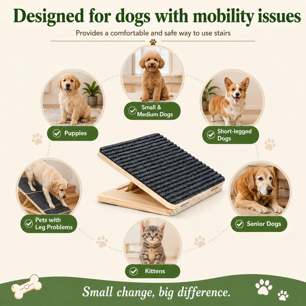 Adjustable Foldable Wooden Dog Ramp