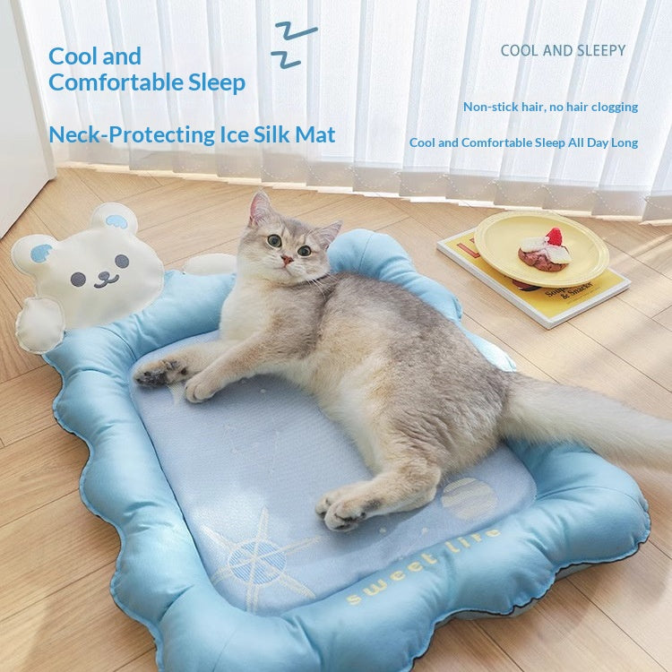 Dog-Shaped Ice-Silk Summer Sleeping Mat