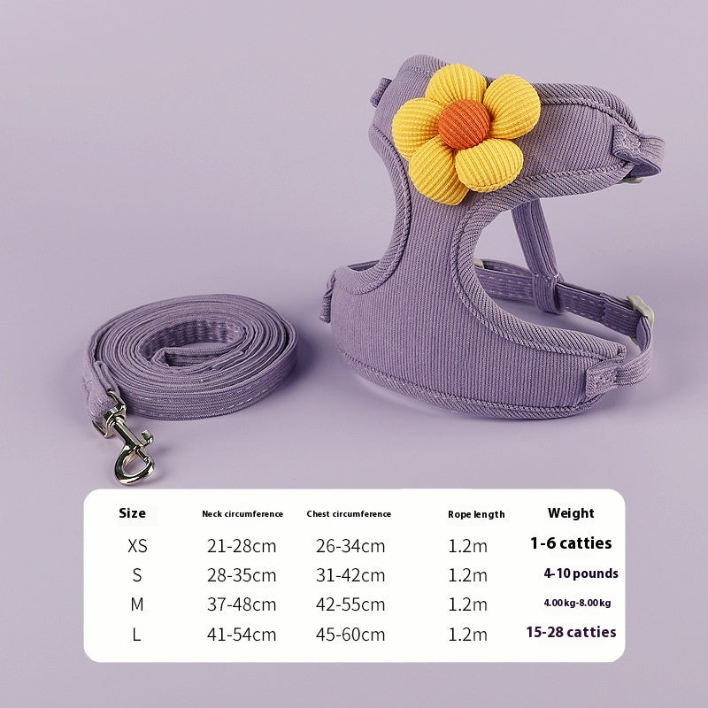 Pet Flower Hand Holding Rope Vest Chest Back