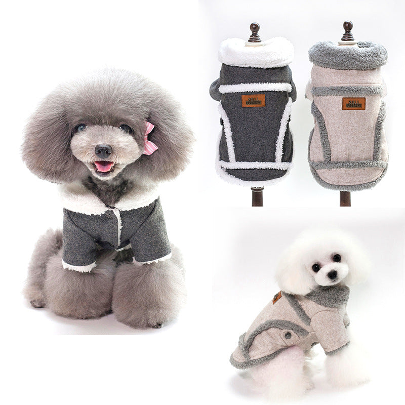 Warm Fleece-Lined Two-Leg Dog Clothes