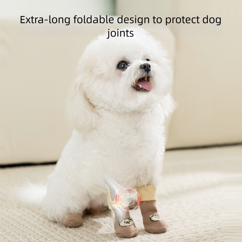 Pet Socks, Long Tubes, Anti-Slip And Dirt-Resistant Socks For Dogs, Four Pairs, Dog Shoes For Going Out, Foldable Joint Bichon Frise Socks