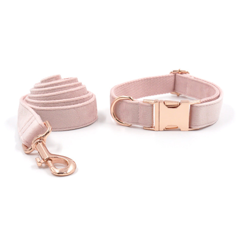 Velvet Rose Gold Dog Collar Leash