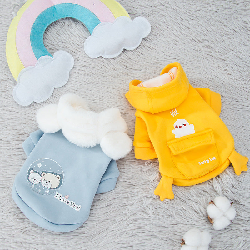 New Hooded Sweater Cute Bear Two-Legged Clothes Small Dog Pet Clothes