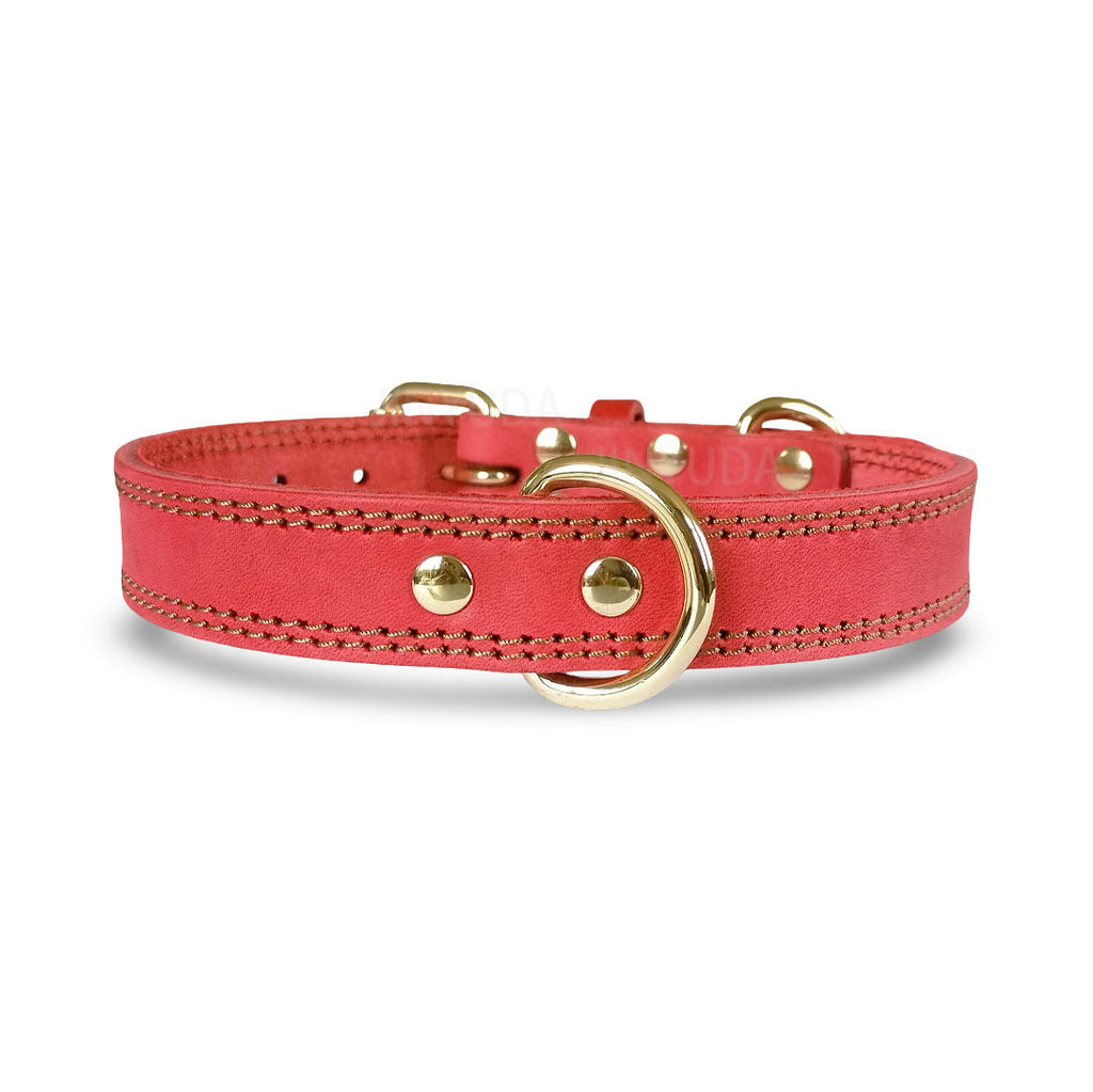 Full-Grain Leather Pet Collar With Double D-Rings