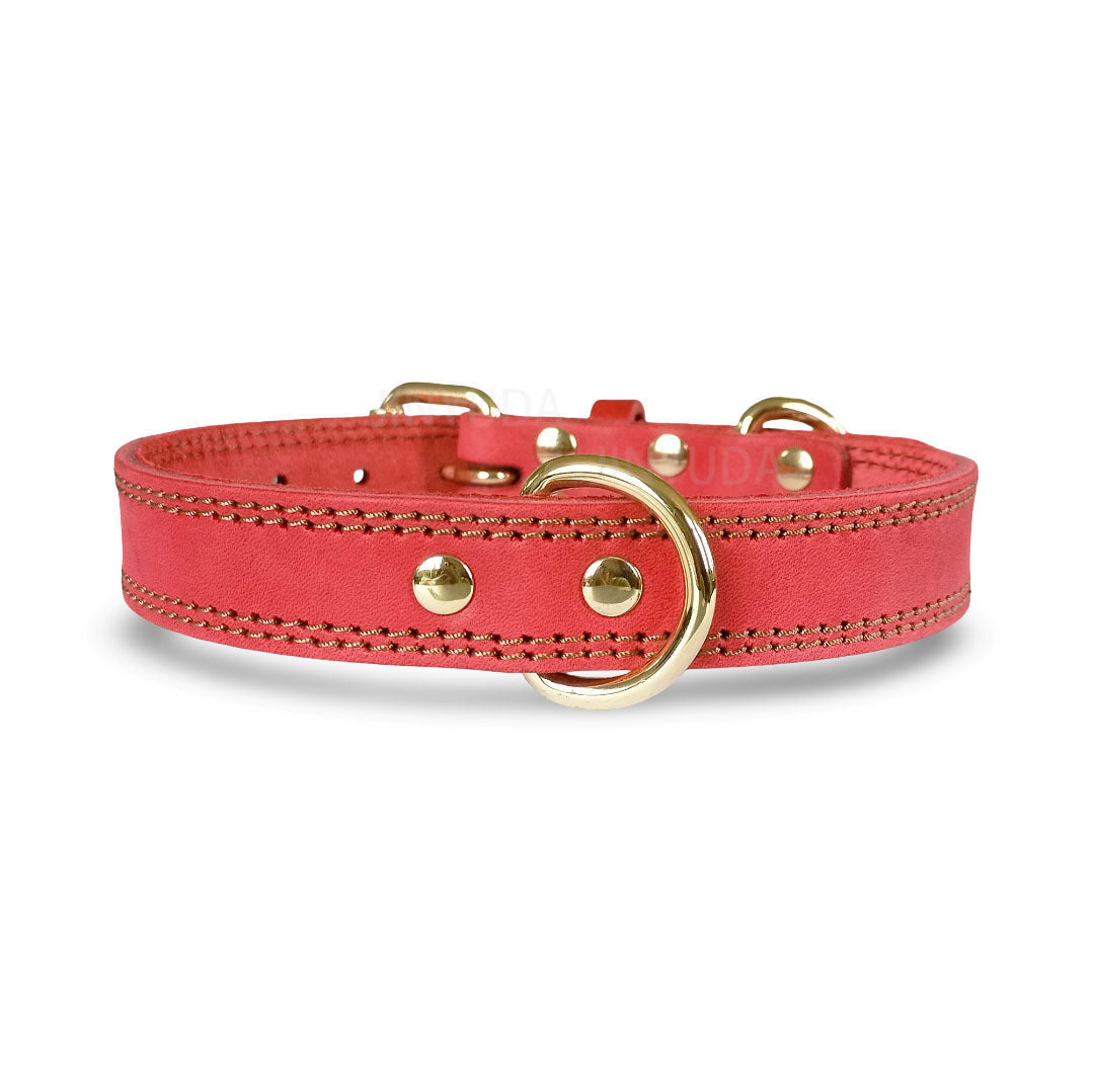 Full-Grain Leather Pet Collar With Double D-Rings