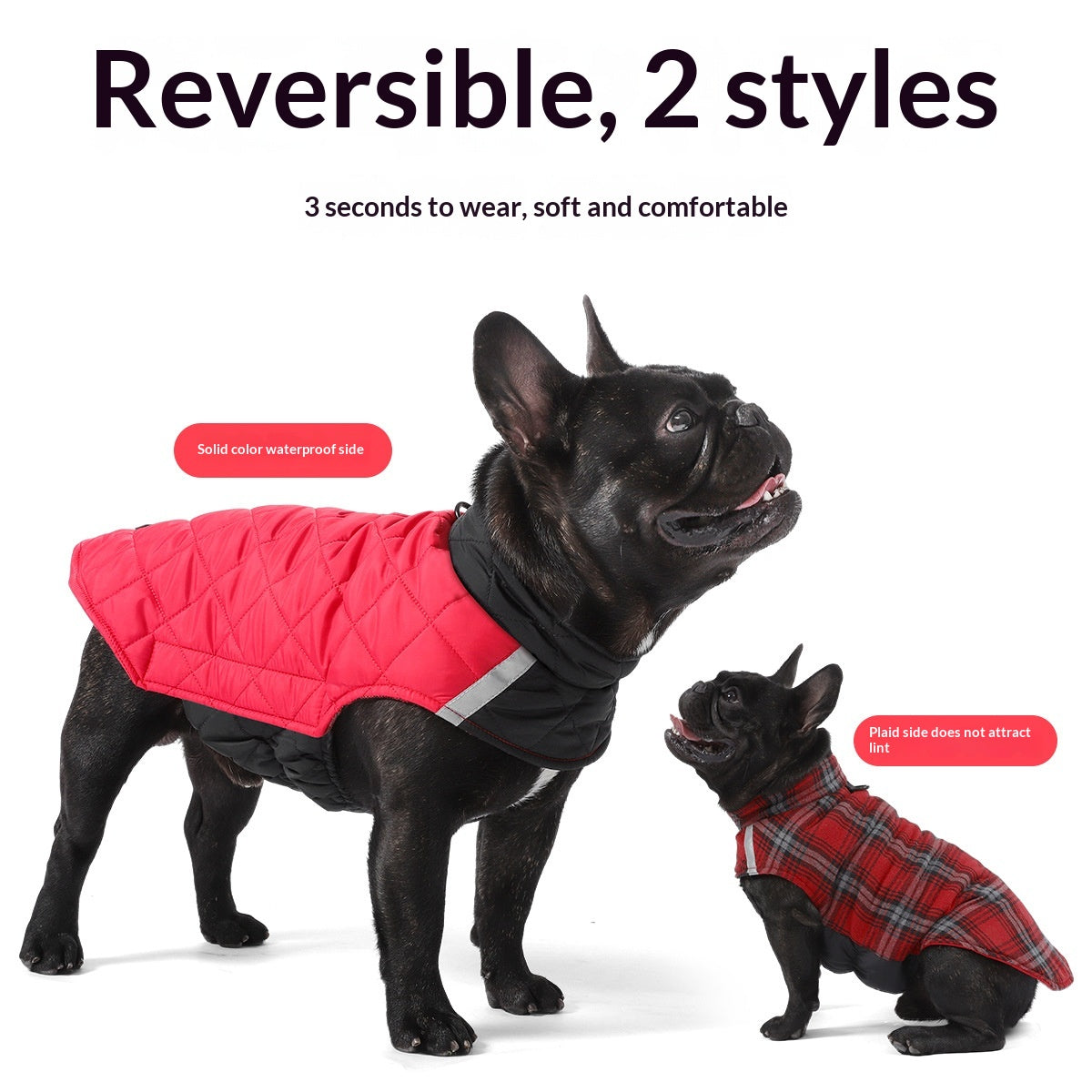 Reflective Plaid Double-Sided Dog Vest