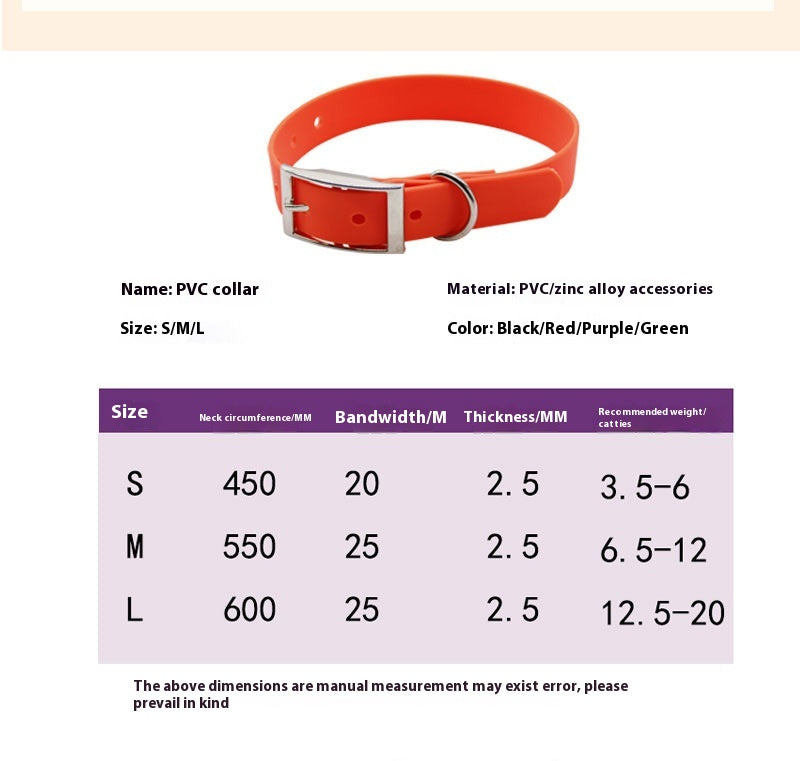 Factory Wholesale Pvc Plastic Waterproof Dog Collar Wear-Resistant Dog Collar Out Dog Traction Collar Pet Supplies