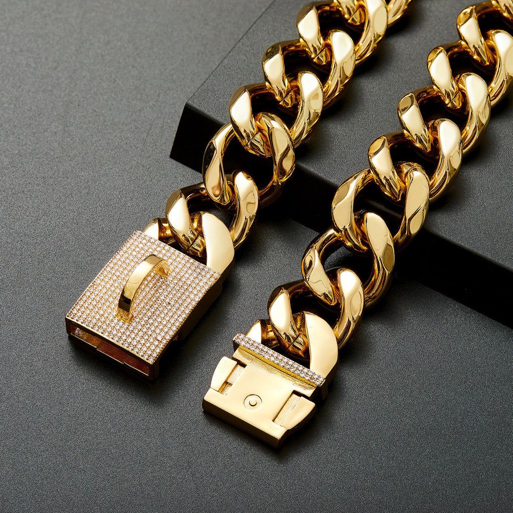 19Mm Thick Medium-To-Large Dog Collar Gold Color