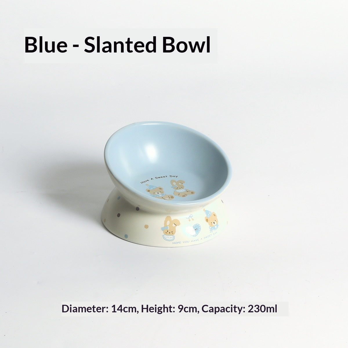 Large-Diameter Ceramic Pet Bowl With Sloped Rim
