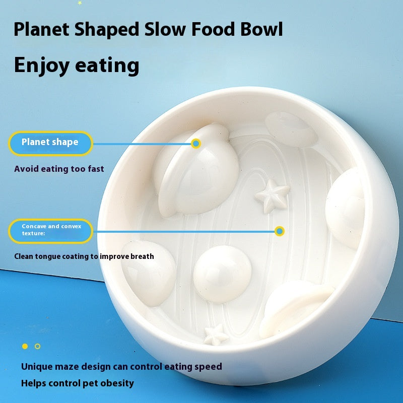 Planet Shape Slow Feeding Bowl Non-Slip Anti-Tumble Dog Tableware
