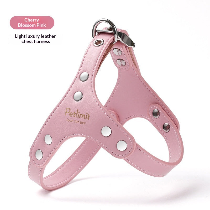 Leather Chest Harness and Leash for Small Dogs