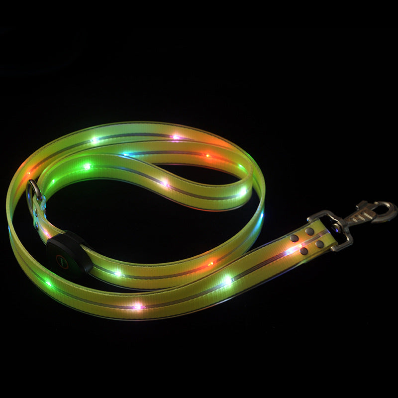 Luminous Dog Collar Colorful Pet Rope Highlight Anti-Lost Hand Holding