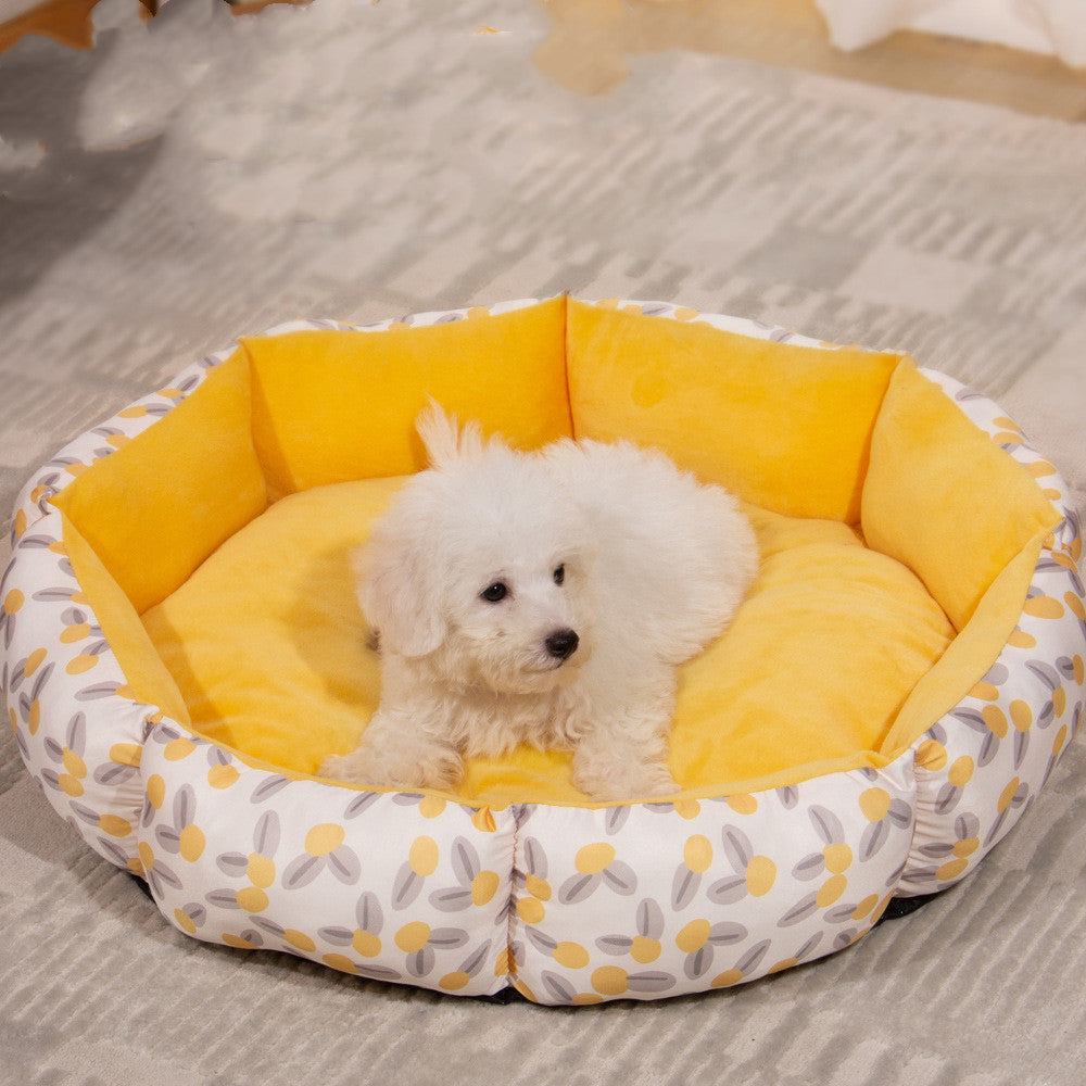 Octagonal Pet Bed with Fleece Lining