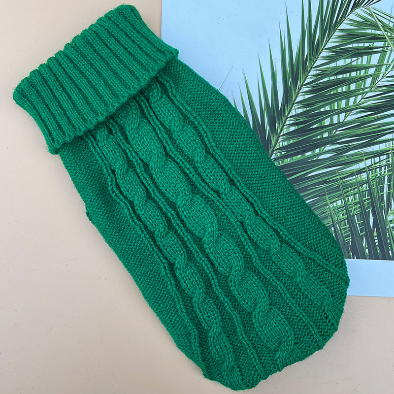 Thickened Cable-Knit Solid-Color Dog Sweater